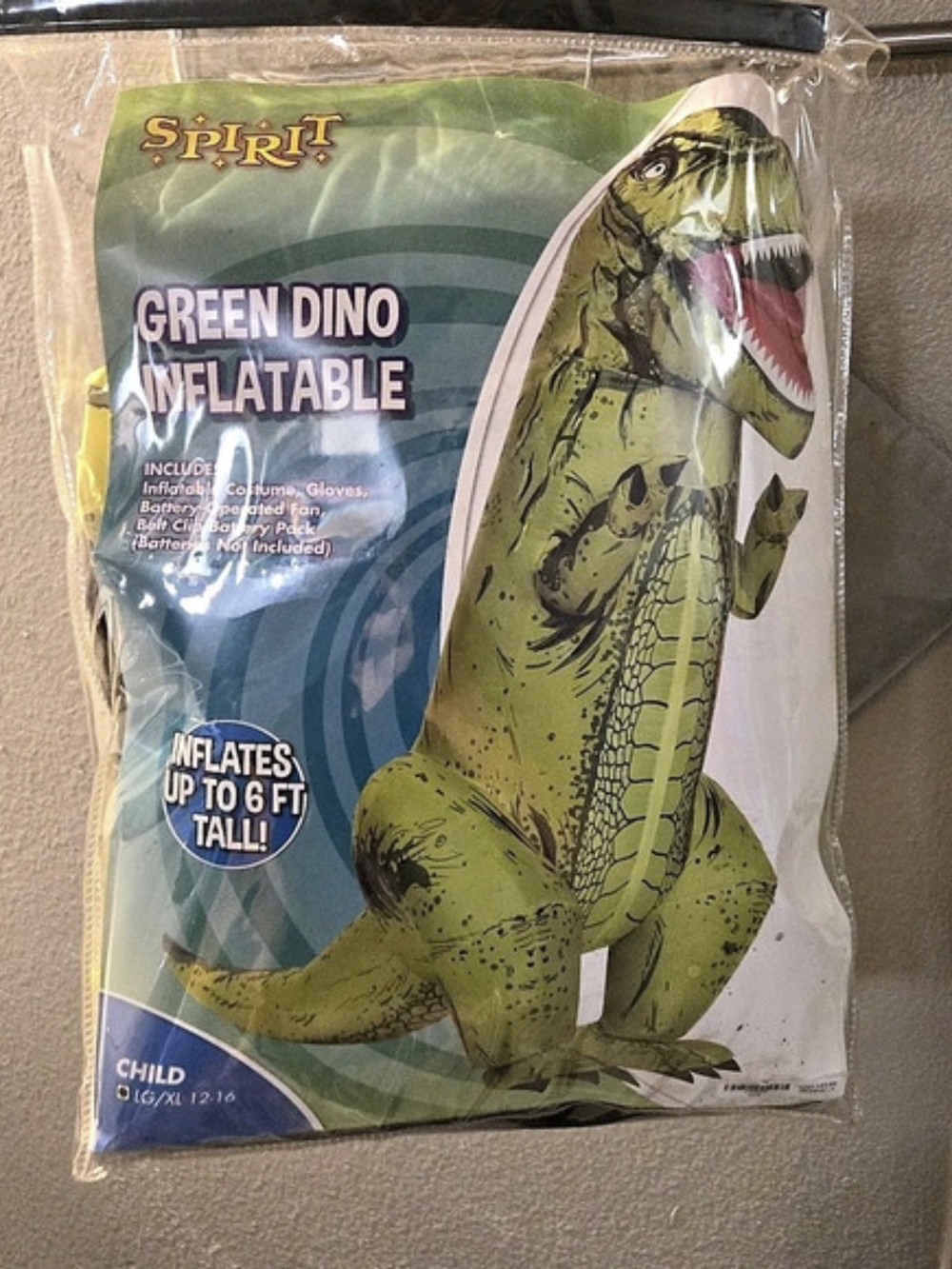 Spirit Green Dino Inflatable Dinosaur Costume Boys L/XL